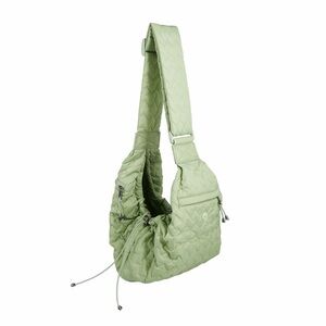 Top Paw Packable Sling Pet Carrier, Sage Green, Quilted Puffer Thick Strap Bag